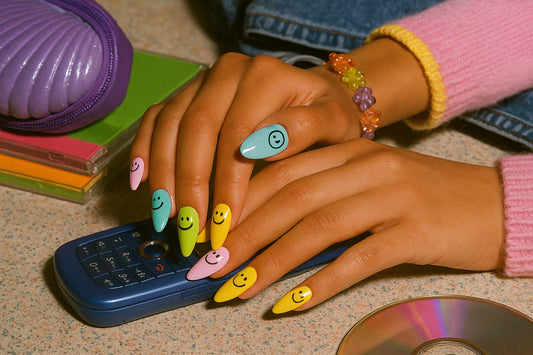 Y2K Colorful Almond Press-On Nails: Retro Style, Easy Application