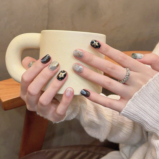 Floral Metallic Embellishments - Luxurious Botanical Nail Accessories