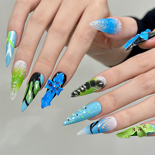 Abstract Art Stiletto Press-On Nail Patterns