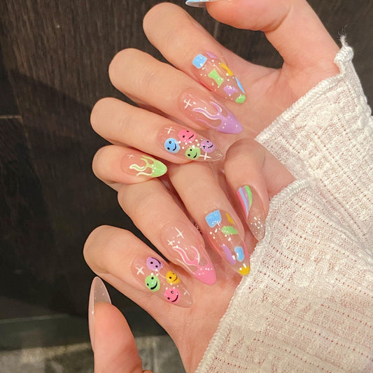 Y2K Retro Almond Press-On Nail Aesthetic