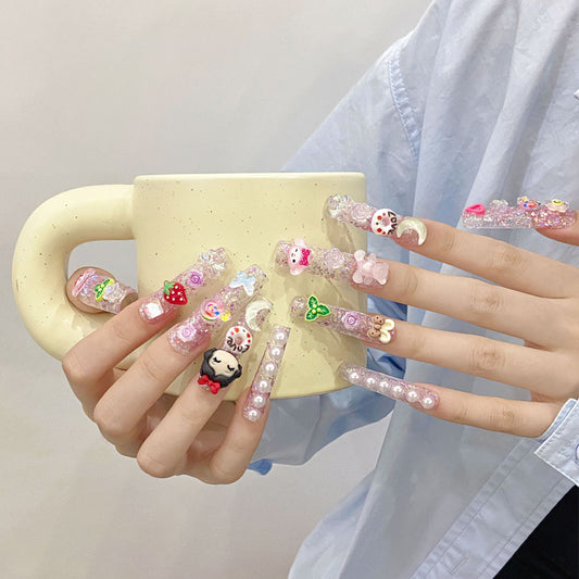 Kawaii Cartoon Coffin Press-On Nail Decorations
