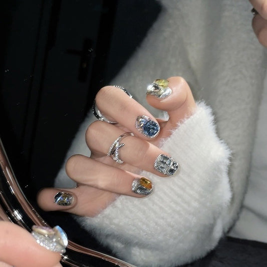 Multicolor Gemstone Crystal Design - Rainbow Luxury Nail Art Collection