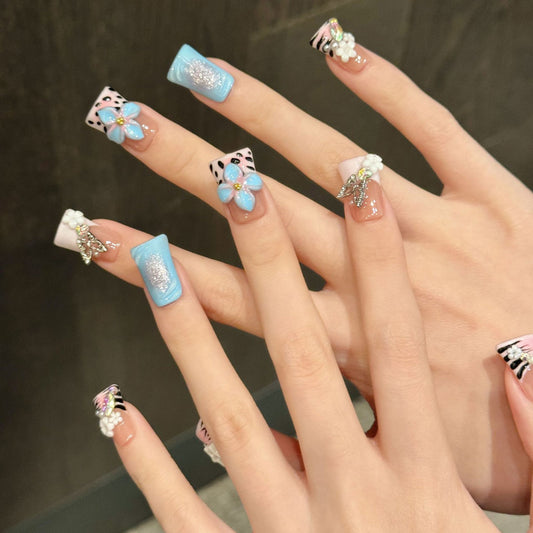 Delicate Flower Coffin Press-On Nail Decorations