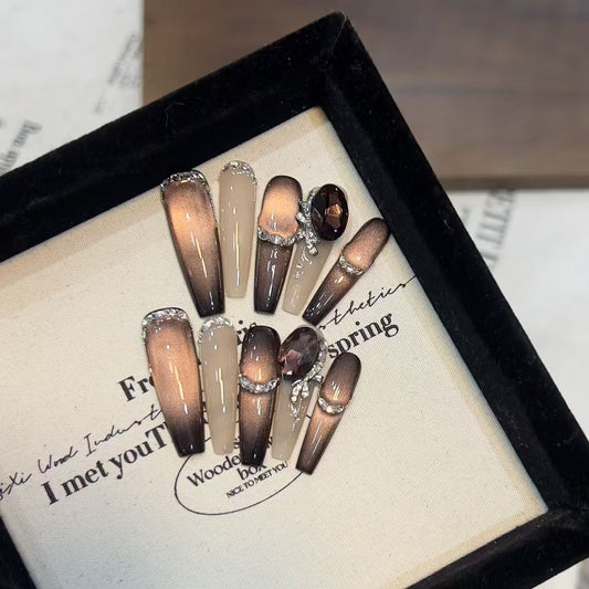 Kapownails Trio Press On Nails Set - Matte, Nude & Cat-Eye Rhinestone Glam