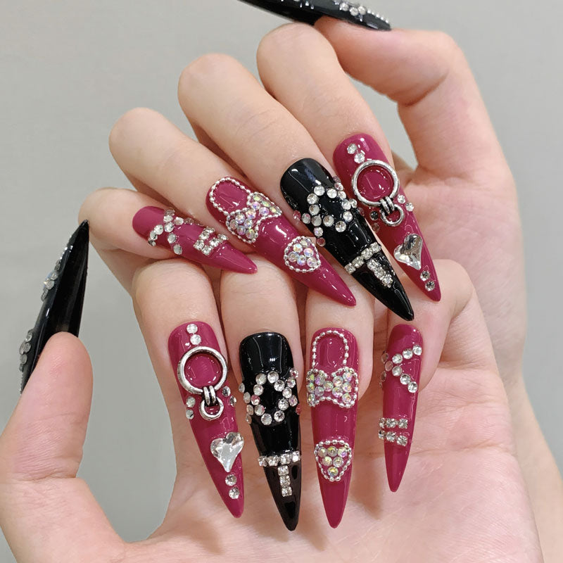 Stiletto Long Nails Handmade Press On Sharp Point Nail Art Fashion