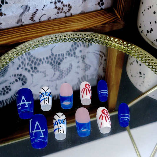 LA Dodgers Theme Press-On Nails
