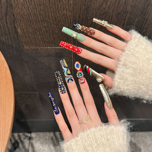 Colorful Mixed Pattern Design - Artistic Nail Art Collection