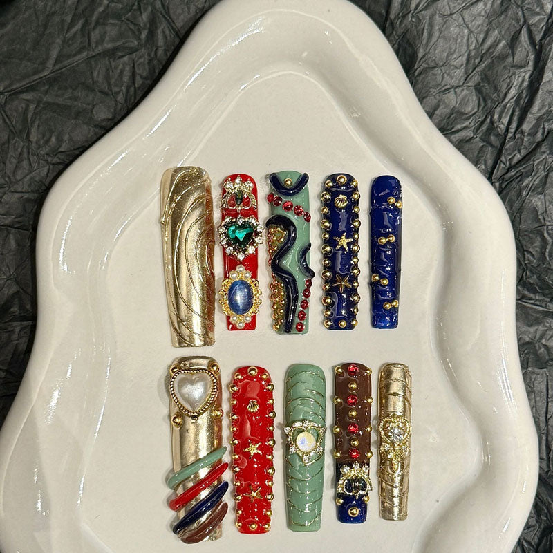 Handmade Press On Pattern Nails - Complete Mixed Design Set