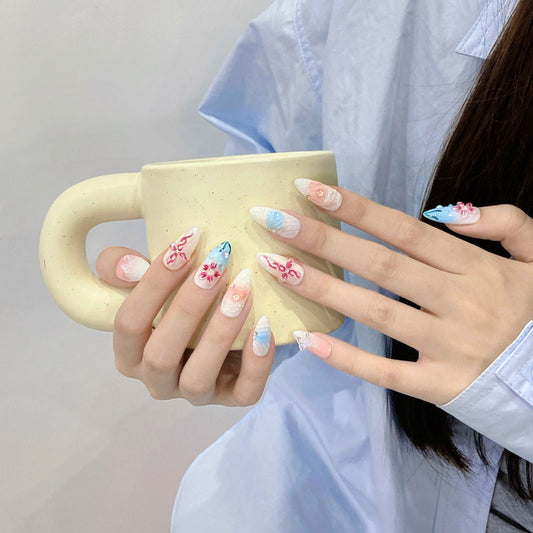 Clear Floral Pattern Design - Transparent Nail Art Elegance