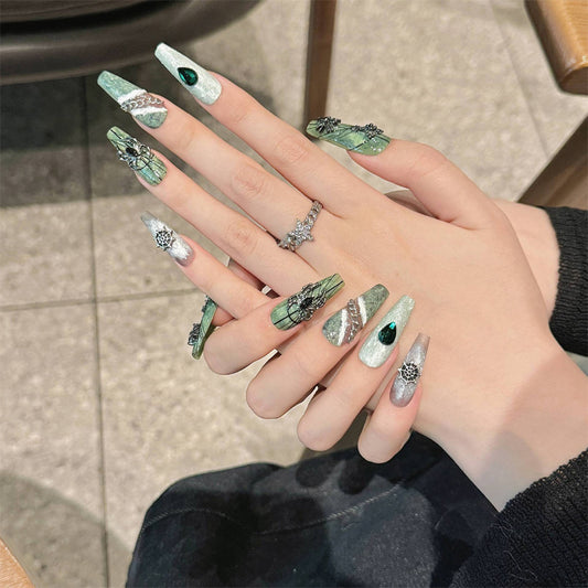 Gothic green nail art