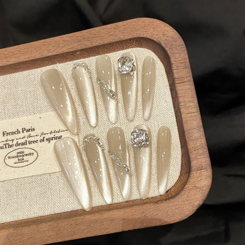 Handmade Stiletto Holographic Nails - Complete Futuristic Press On Set