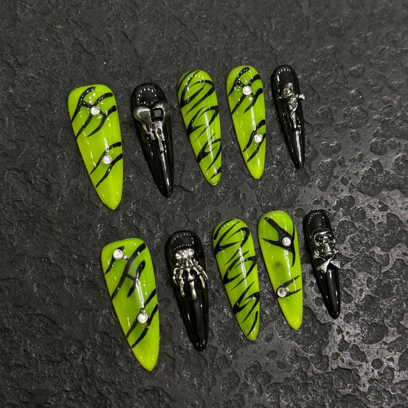 Handmade Stiletto Gothic Nails - Complete Alternative Nail Set