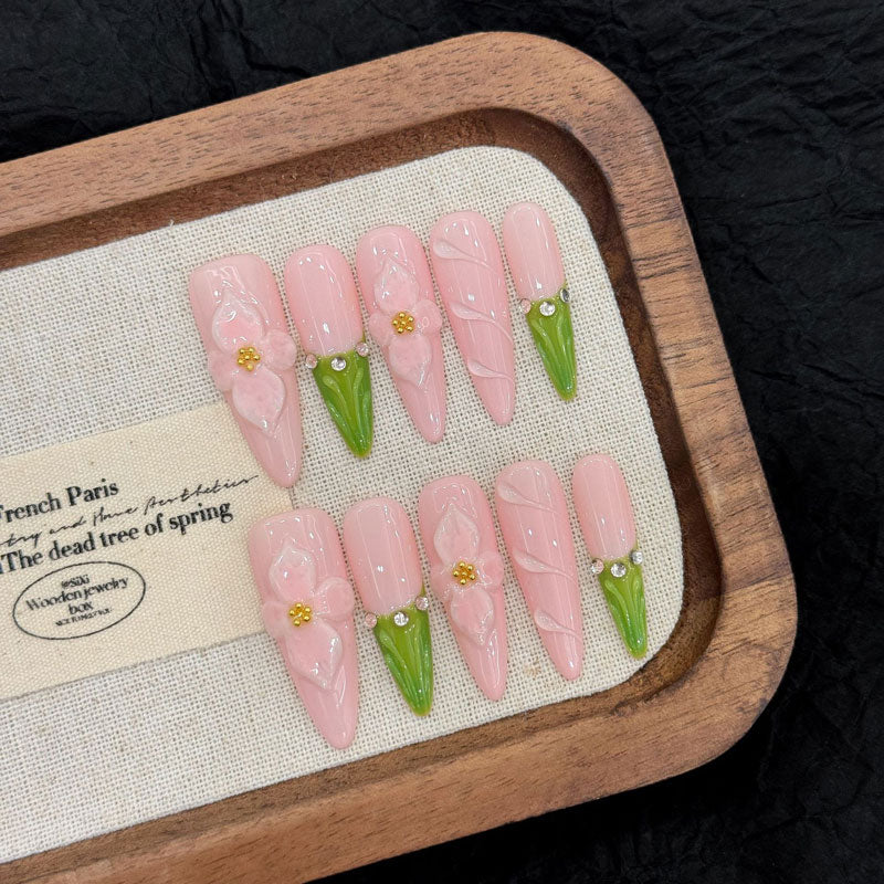 Handmade Stiletto Press On Nails - Complete Color Block Set