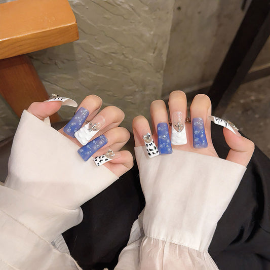 Blue White Cloud Pattern Design - Celestial Sky Nail Art Collection