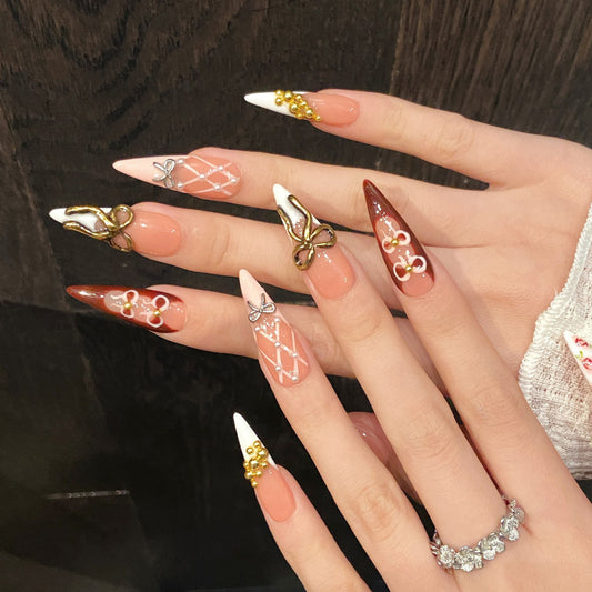 Pink Bow Pearl Design - Feminine Luxury Nail Art Collection