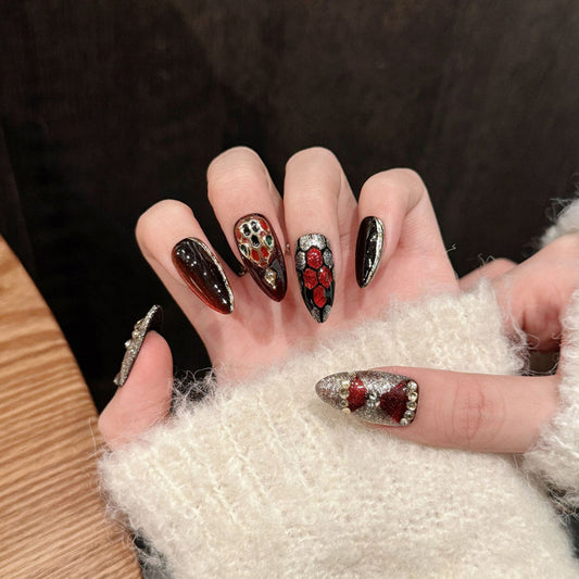 Red Black Leopard Print Design - Wild Animal Pattern Nail Art Collection