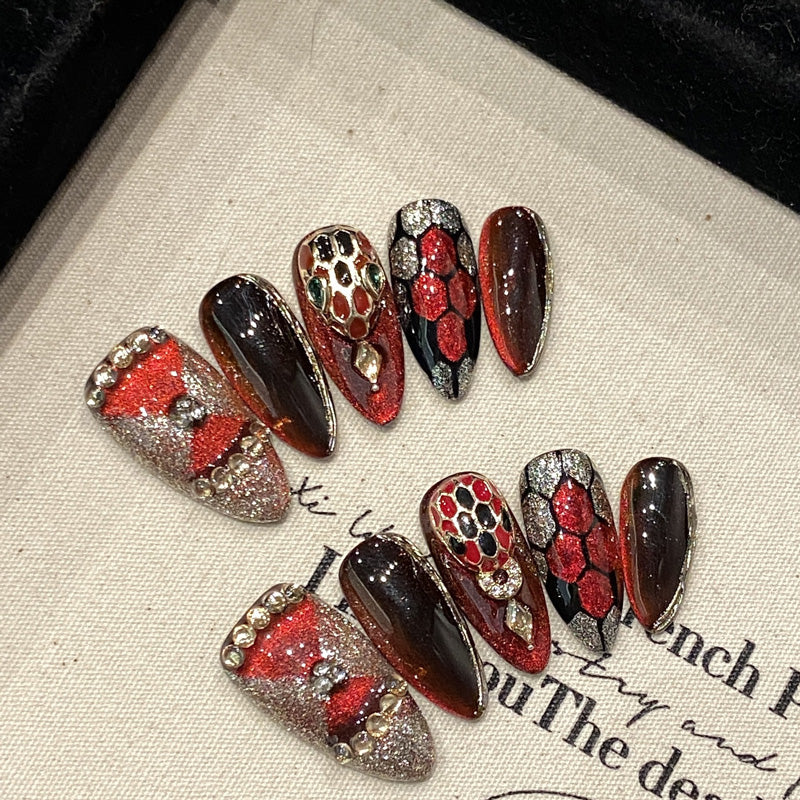 Handmade Almond Shape Wild Nails - Complete Animal Print Press On Set