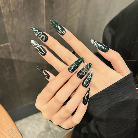 . Metal Chain Decoration Details - Silver Accent Nail Embellishments