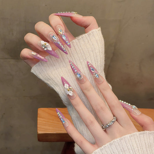 Purple Gradient Rhinestone Design - Luxury Ombre Nail Art Collection