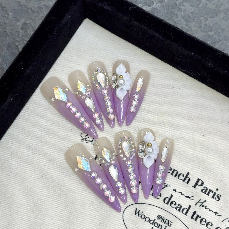 Handmade Stiletto Luxury Nails - Complete Elegant Press On Set