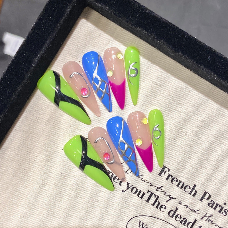 Handmade Stiletto Creative Nails - Complete Bold Expression Set