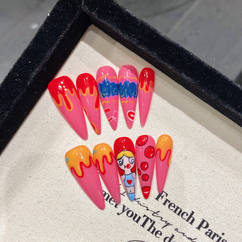 Handmade Stiletto Creative Nails - Complete Artistic Expression Set