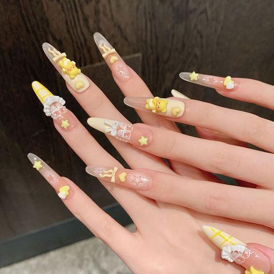 Yellow Cute Cartoon Design - Kawaii Character Nail Art Collection