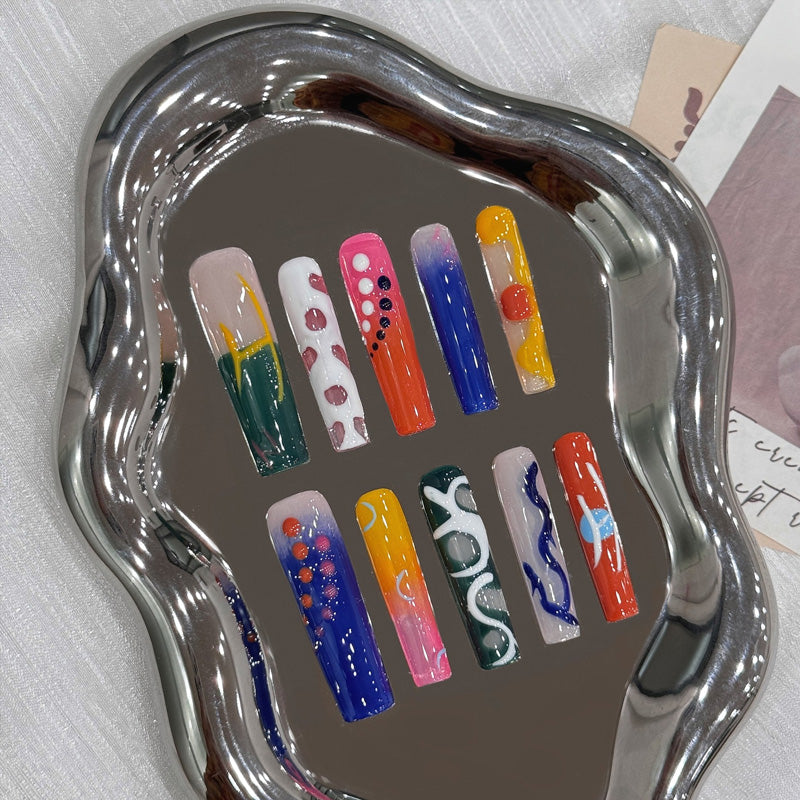 Handmade Slim Square Creative Nails - Complete Artistic Press On Set