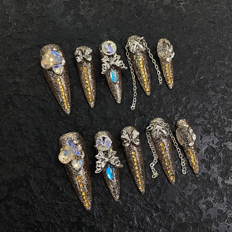 Handmade Stiletto Luxury Nails - Complete Glamorous Press On Set