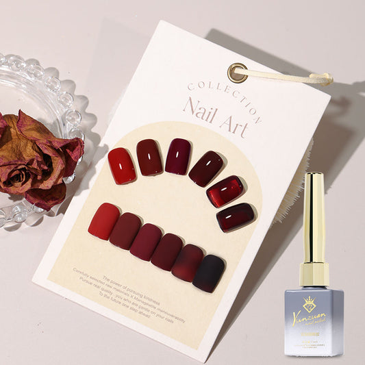 6 Color 15ml Salon Grade Non-Wipe Matte Cherry Red UV LED Nail Gel Set