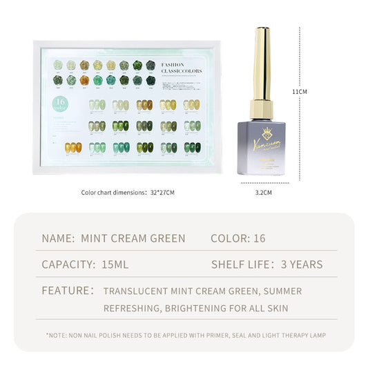 16 Color 15ml Mint Cream Green High Pigment Long Lasting Salon Grade Soak Off UV LED Nail Gel