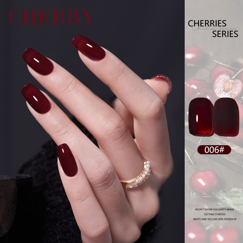 6 Color 15ml Salon Grade Non-Wipe Matte Cherry Red UV LED Nail Gel Set