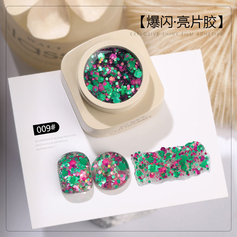 9 Colors Monet Garden Series High Brightness Glitter Sequin UV Nail Gel Set