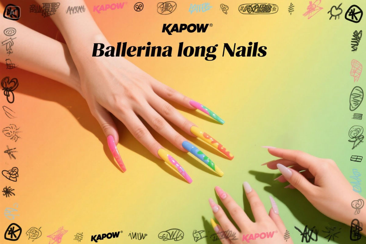 Ballerina long nails with elegant coffin shape nail design in nude pink polish