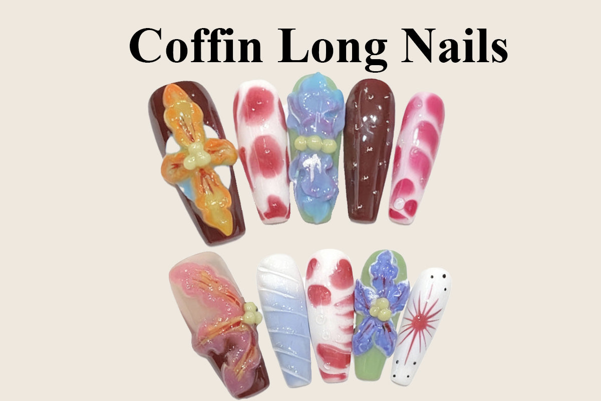 Ballerina long nails with elegant coffin shape nail design in nude pink polish