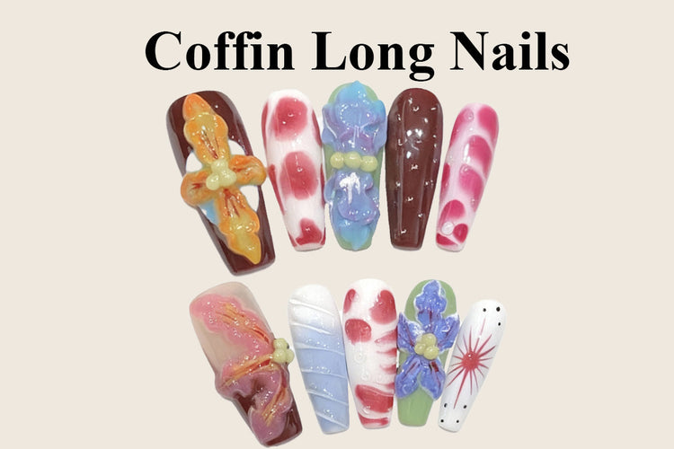 Ballerina long nails with elegant coffin shape nail design in nude pink polish