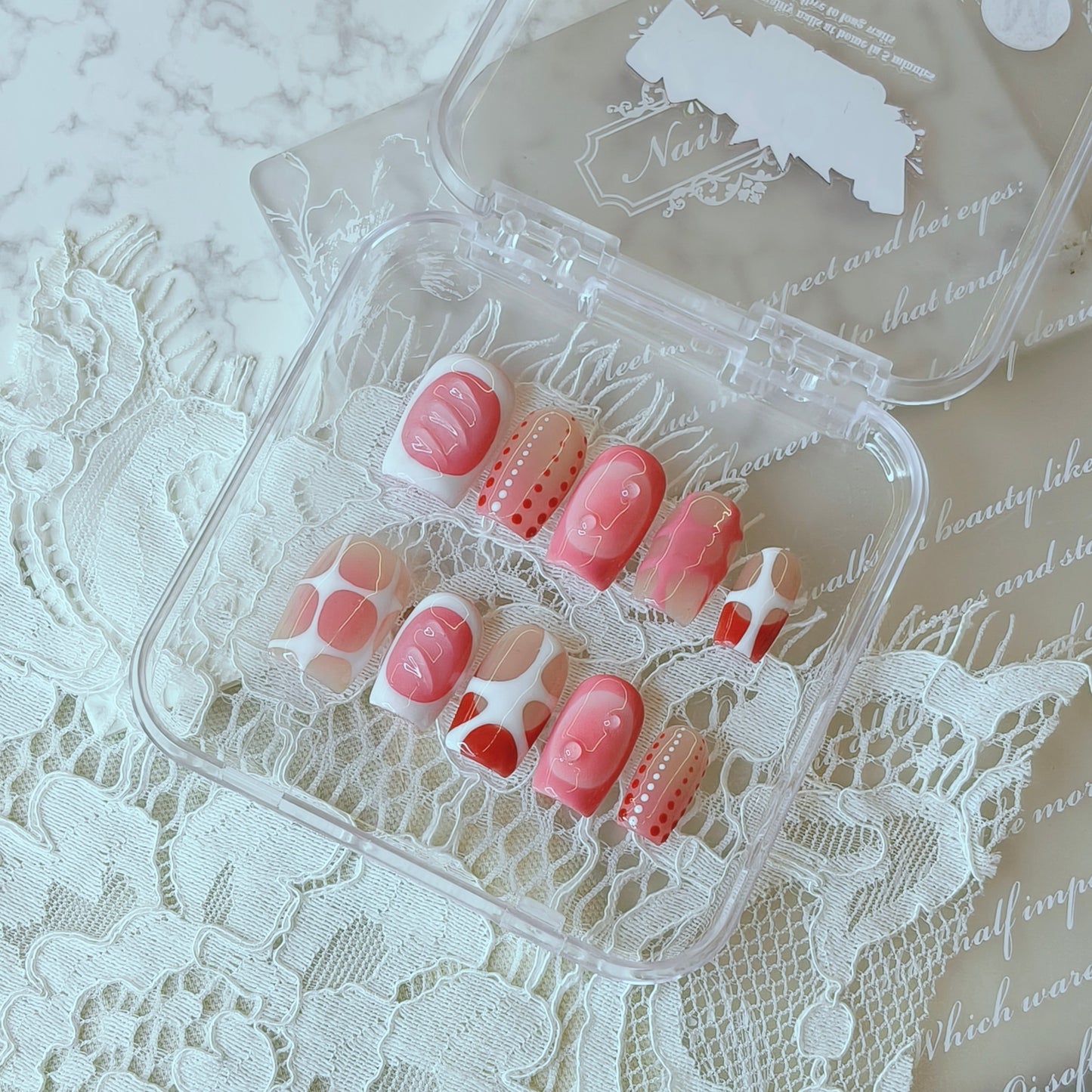 Abstract Art Nails | Short Square Reusable Nail Set