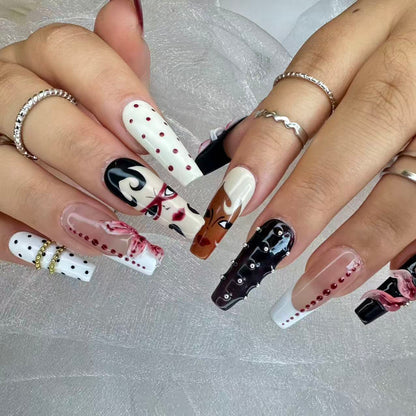 Vintage Glam 3D Floral Nails | Long Coffin Luxury Set