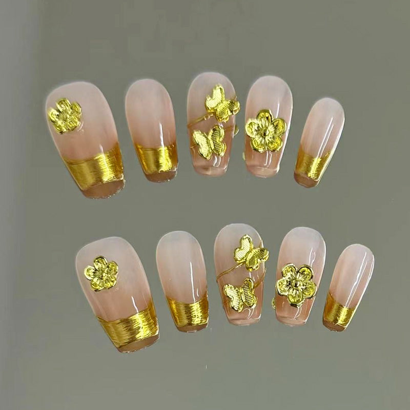 Coffin & Alomond Medium Press On Nails for Lucky Charm Elegance