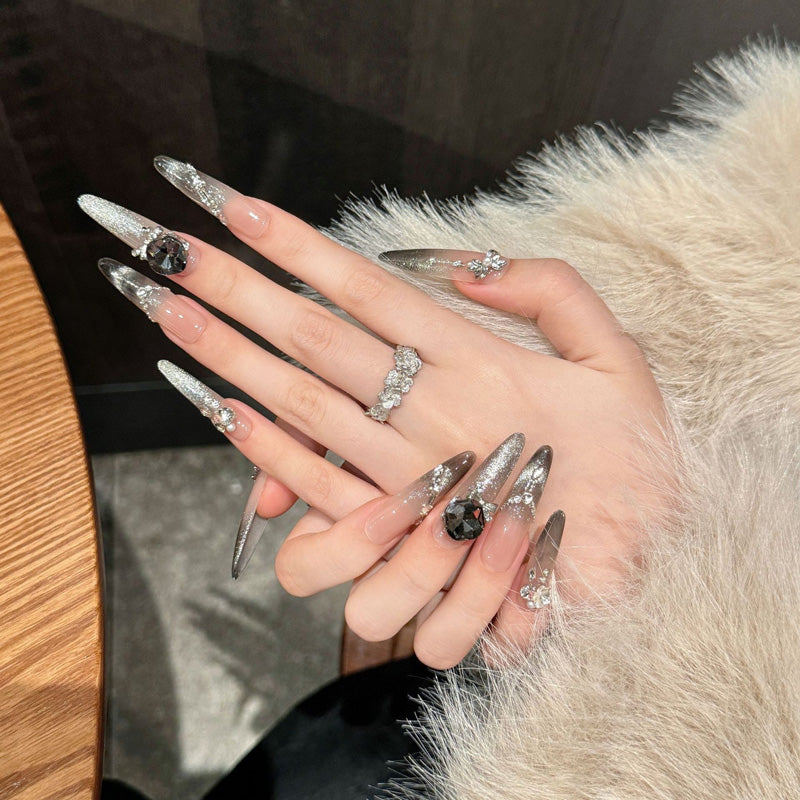 Nude Silver Glitter Design - Natural Luxury Nail Art Collection