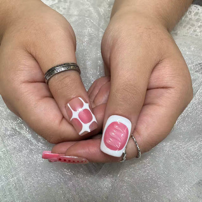 Abstract Art Nails | Short Square Reusable Nail Set