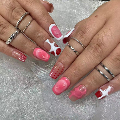 Abstract Art Nails | Short Square Reusable Nail Set