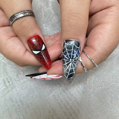 Spider Punk Nails | Long Stiletto Dark Hero Nail Set