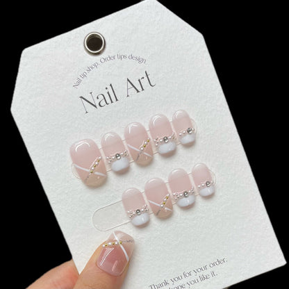 Handmade Coffin Shape Medium Nails - Complete Elegant Press On Set