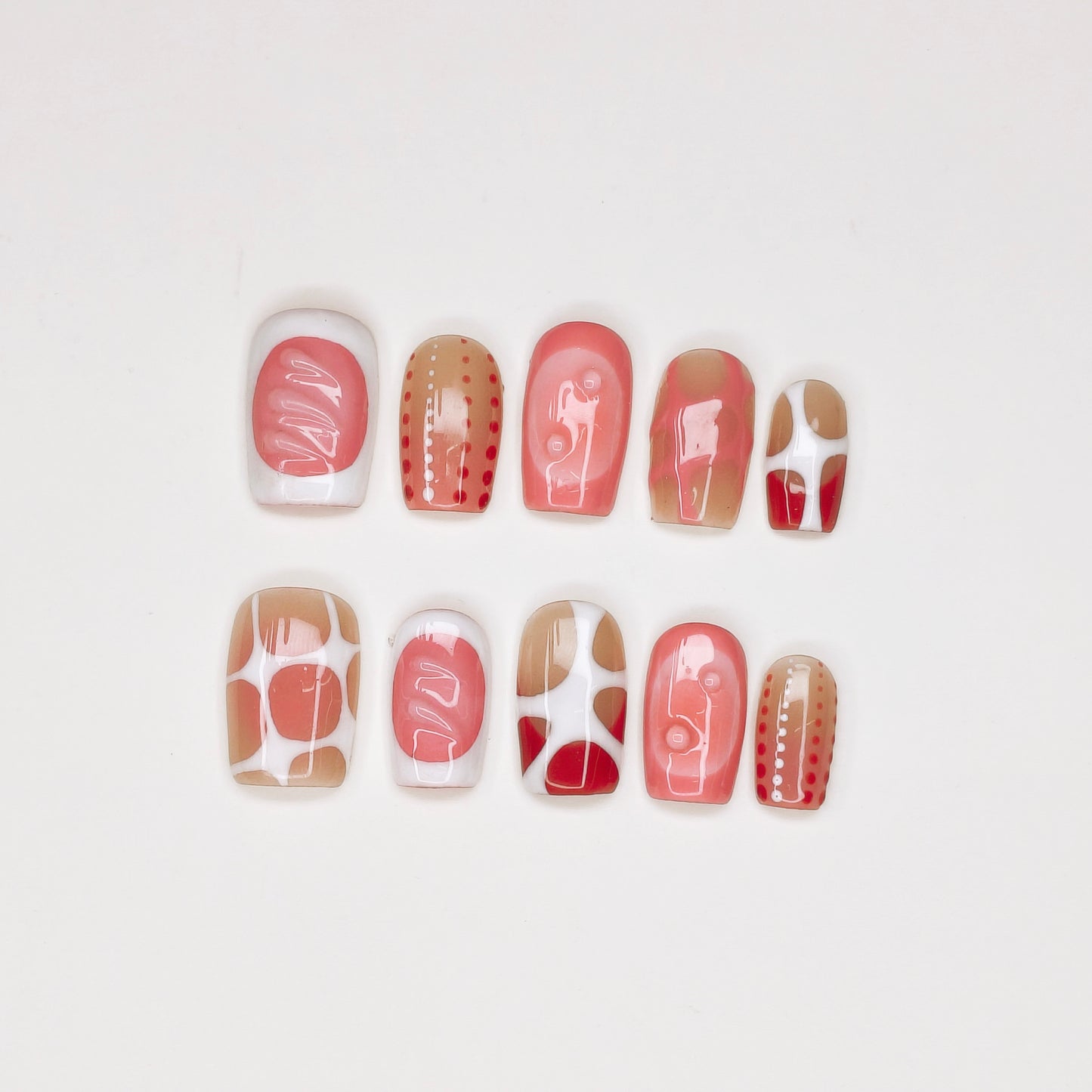 Abstract Art Nails | Short Square Reusable Nail Set