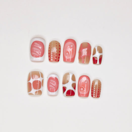 Abstract Art Nails | Short Square Reusable Nail Set