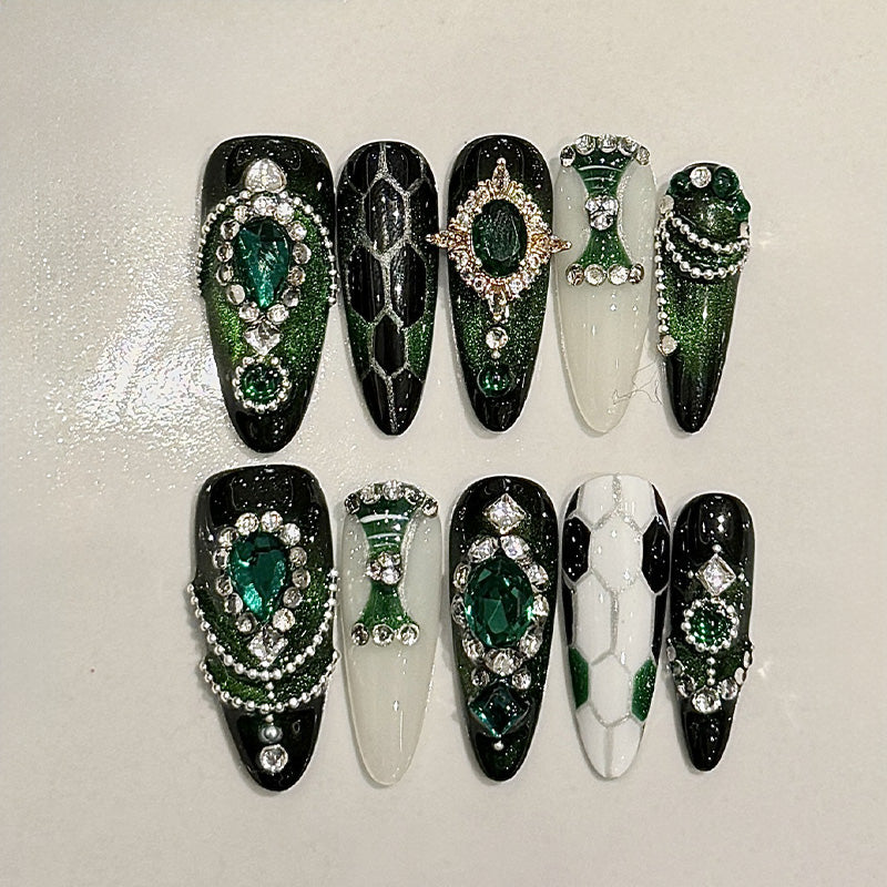Green Gem - Encrusted Press - ons, Luxe Rhinestone