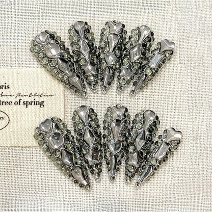 Silver Crystal Coffin Press-On Nails - Rhinestone Glam
