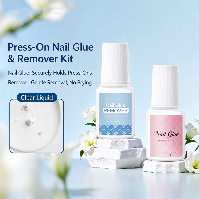 Brush-On Nail Glue for Press-On Nails | Super Strong & Remover Kit, 7g
