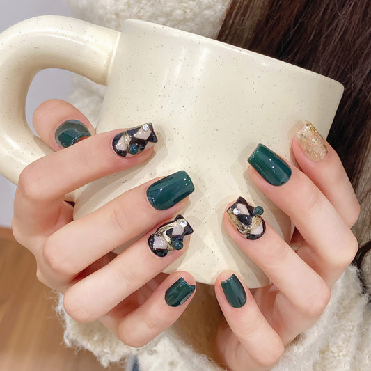 Premium Metallic Embellishments - Luxurious Geometric Nail Accessories